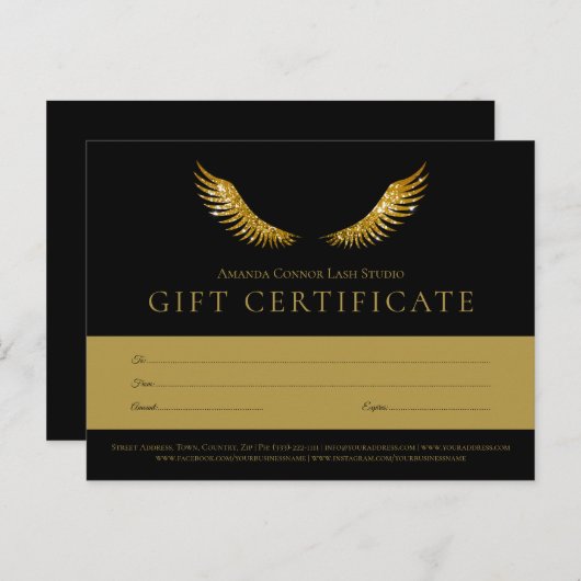 Lashes Gold Wings Black Geschenkgutschein Postkarte (Vorne/Hinten)