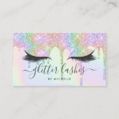 Lashes holografische Einhorn-Glitzer-Tropfen Visitenkarte (Vorderseite)