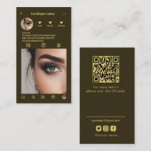 Lashes Instagram Foto Grid Qr Code Dunkelgrün Visitenkarte (Vorne/Hinten)