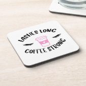 Lashes lange Kaffeepause Getränkeuntersetzer (Linke Seite)