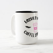 Lashes lange Kaffeepause Zweifarbige Tasse (Vorderseite Links)