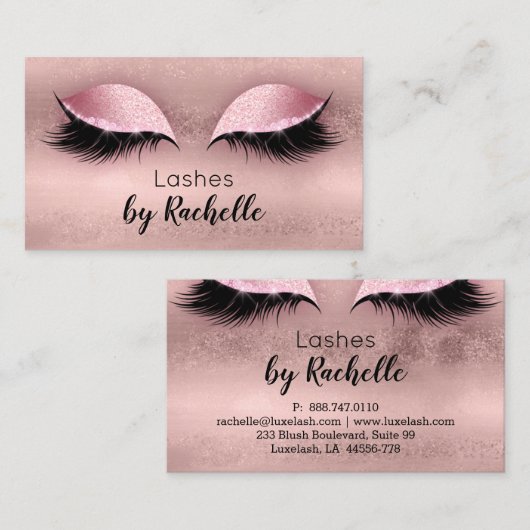 Lashes Lash Business Card Eyelash Rose Gold Visitenkarte (Vorne/Hinten)