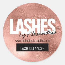 Lashes Lash Cleaner Rose Gold Sparkeln Glitzer Nam Runder Aufkleber