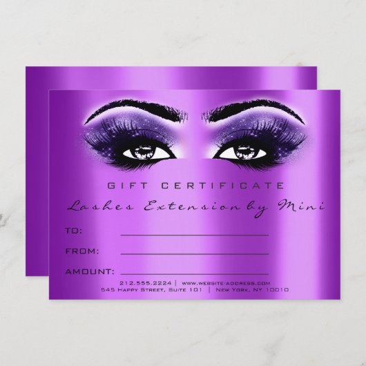 Lashes Lila Violet-Makeup-Zertifikat (Vorne/Hinten)