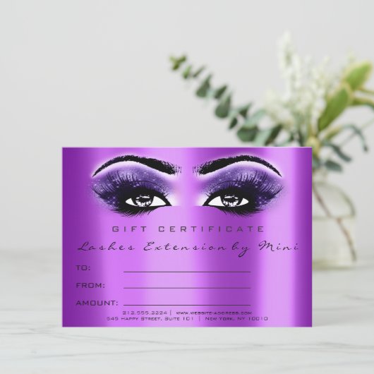 Lashes Lila Violet-Makeup-Zertifikat (Stehend Vorderseite)