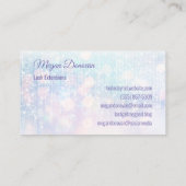 Lashes Logo Lila und Aquamarin Bokeh Sparkle Visitenkarte (Rückseite)