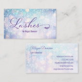 Lashes Logo Lila und Aquamarin Bokeh Sparkle Visitenkarte (Vorne/Hinten)