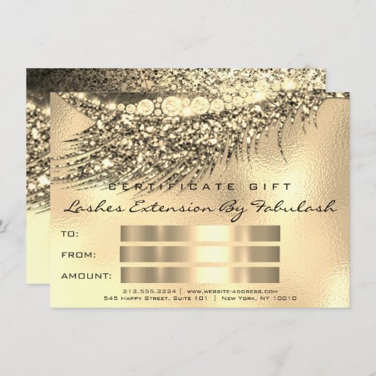 Lashes Lux Makeup Certificate Geschenk Gold Lux (Vorne/Hinten)