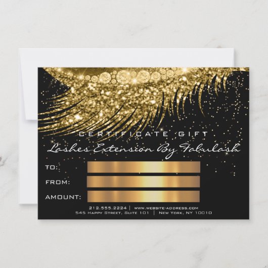 Lashes Lux Makeup Certificate Gift Gold Glitzer (Vorderseite)