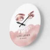 Lashes Makeup artist Beauty Eyes Rose Gold Große Wanduhr (Winkel)