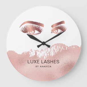 Lashes Makeup artist Beauty Eyes Rose Gold Große Wanduhr