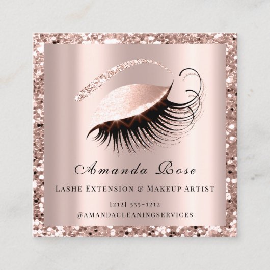 Lashes Makeup Artist Beauty Rose Gold Terminkarte (Vorderseite)