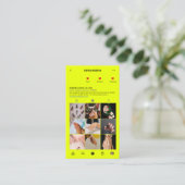 Lashes Makeup Artist Beauty Salon Neon Yellow IG Visitenkarte (Stehend Vorderseite)