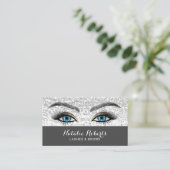 Lashes Makeup Artist Blue Eyes Silver Sequin Salon Visitenkarte (Stehend Vorderseite)