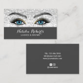 Lashes Makeup Artist Blue Eyes Silver Sequin Salon Visitenkarte (Vorne/Hinten)