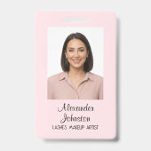 Lashes Makeup Artist Blush Pink ID Badge Ausweis (Vorderseite)