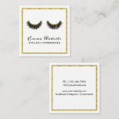 Lashes Makeup Artist Chic Gold Eyelash Extensions Quadratische Visitenkarte (Vorne/Hinten)