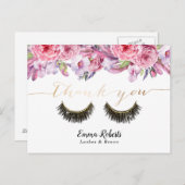 Lashes Makeup Artist Elegant Floral Vielen Dank Postkarte (Vorne/Hinten)
