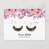 Lashes Makeup Artist Elegant Floral Vielen Dank Postkarte (Vorderseite)