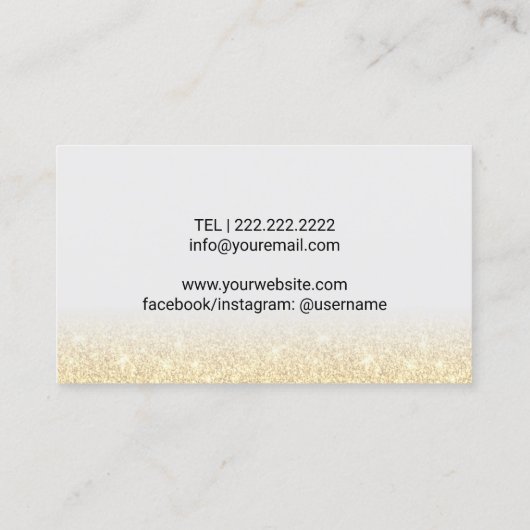Lashes Makeup Artist Eleganter Gold Glitzer Visitenkarte (Rückseite)