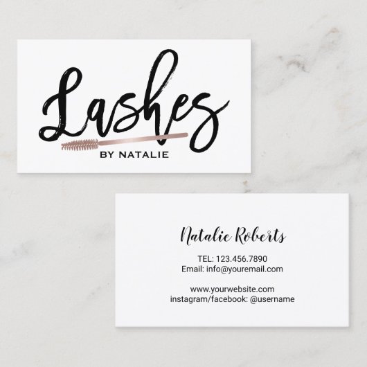 Lashes Makeup Artist Elegantes Handgeschriebenes S Visitenkarte (Vorne/Hinten)