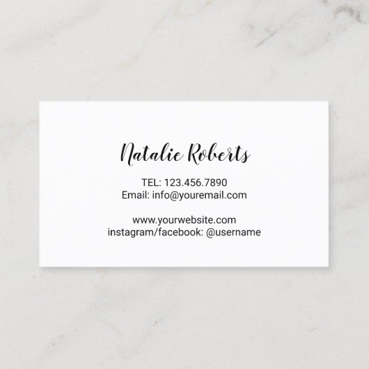 Lashes Makeup Artist Elegantes Handgeschriebenes S Visitenkarte (Rückseite)