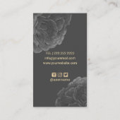 Lashes Makeup artist Esthetician Dark Floral Visitenkarte (Rückseite)