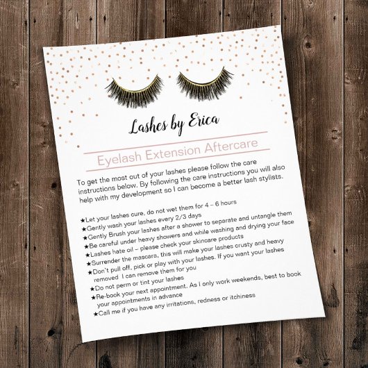 Lashes Makeup Artist Eyelash Aftercare Instruktion Flyer