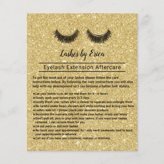 Lashes Makeup Artist Eyelash Aftercare Instruktion Flyer (Vorne)