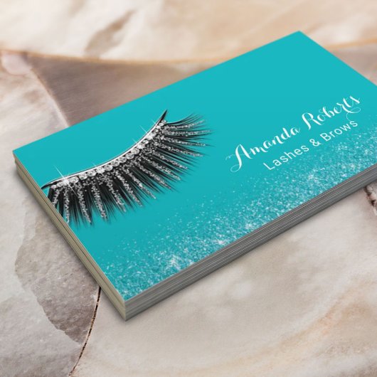 Lashes Makeup Artist Glam Glitzer Eyelash Aquamari Visitenkarte