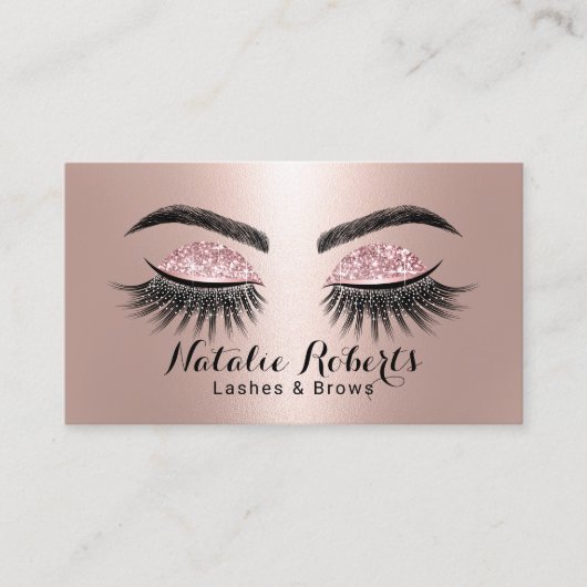 Lashes Makeup Artist Glam Rose Gold Eyelash Visitenkarte (Vorderseite)