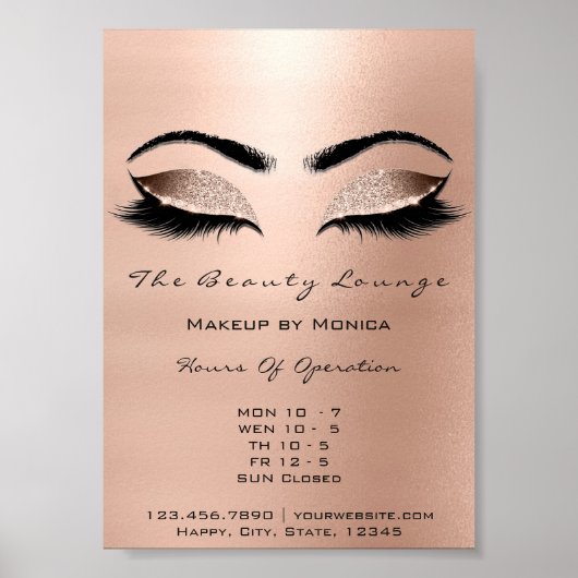 Lashes Makeup Artist Glitzer Beauty Browns Waxing Poster (Vorne)