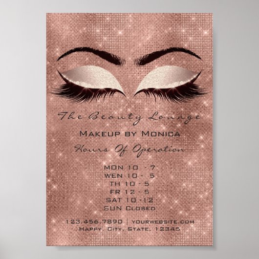 Lashes Makeup Artist Glitzer Beauty Rose Park Poster (Vorne)