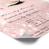 Lashes Makeup Artist Glitzer Beauty Salon Pink Poster (Ecke)