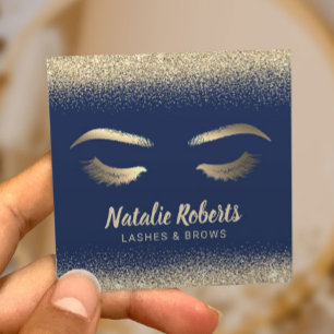 Lashes Makeup Artist Gold Confetti Marine Blue Sal Quadratische Visitenkarte