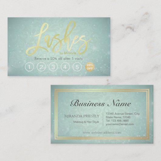 Lashes Makeup Artist Gold Script Loyalty Punch Treuekarte (Vorne/Hinten)