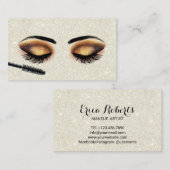 Lashes Makeup Artist Ivory Glitter Modern Salon Visitenkarte (Vorne/Hinten)