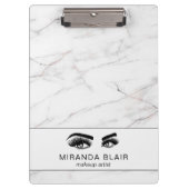Lashes Makeup Artist Luxe Weißmarmor Klemmbrett (Vorderseite)