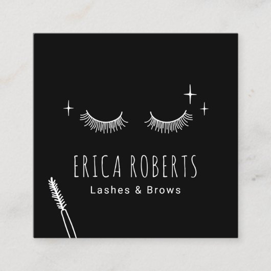 Lashes Makeup Artist Minimalistisch Eyelash Salon Quadratische Visitenkarte (Vorderseite)