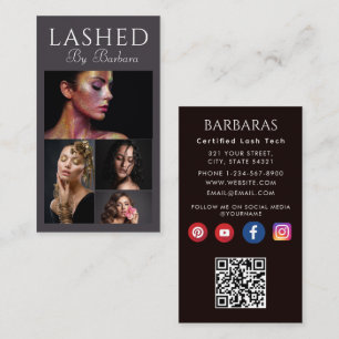 Lashes Makeup Artist Modern Black 4 Foto qr Visitenkarte