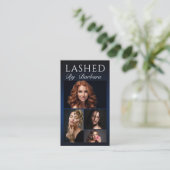 Lashes Makeup Artist Modern Black 4 Foto qr Visitenkarte (Stehend Vorderseite)