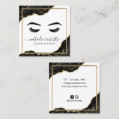 Lashes Makeup Artist Modern Black Gold Salon Quadratische Visitenkarte (Vorne/Hinten)