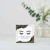 Lashes Makeup Artist Modern Black Gold Salon Quadratische Visitenkarte (Stehend Vorderseite)