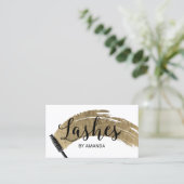 Lashes Makeup Artist Modern Gold Pinselstriche Visitenkarte (Stehend Vorderseite)