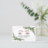 Lashes Makeup Artist Moderne geometrische Greeneri Visitenkarte (Stehend Vorderseite)