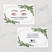Lashes Makeup Artist Moderne geometrische Greeneri Visitenkarte (Vorne/Hinten)