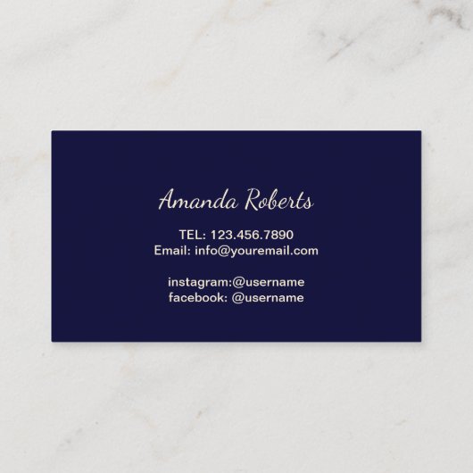 Lashes Makeup Artist Moderne Marine & Gold Visitenkarte (Rückseite)