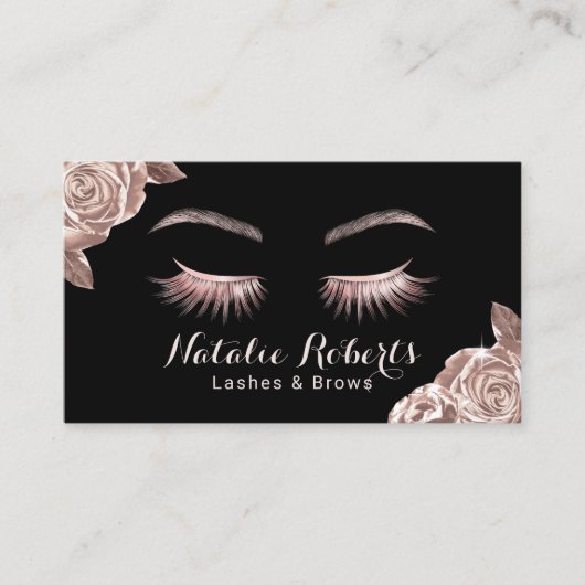 Lashes Makeup Artist Moderne Rose Gold Blumensalon Visitenkarte (Vorderseite)