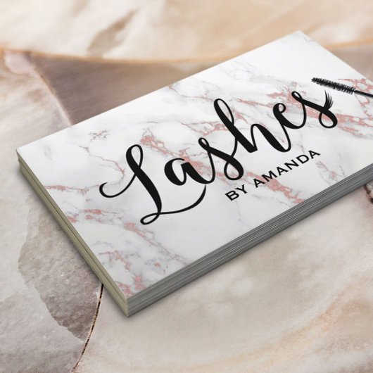 Lashes Makeup Artist Moderne Rose Gold Marmor Visitenkarte