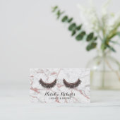 Lashes Makeup Artist Moderne Rose Goldmarmorsalon Visitenkarte (Stehend Vorderseite)
